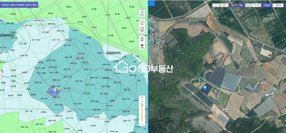 전남광주 해남군 화원면 성산리 해남군 화원면 성산리 토지 1000평, 평당 13만원,계획관리지역, 뷰좋음 매매 매물번호 10597 사진 1
